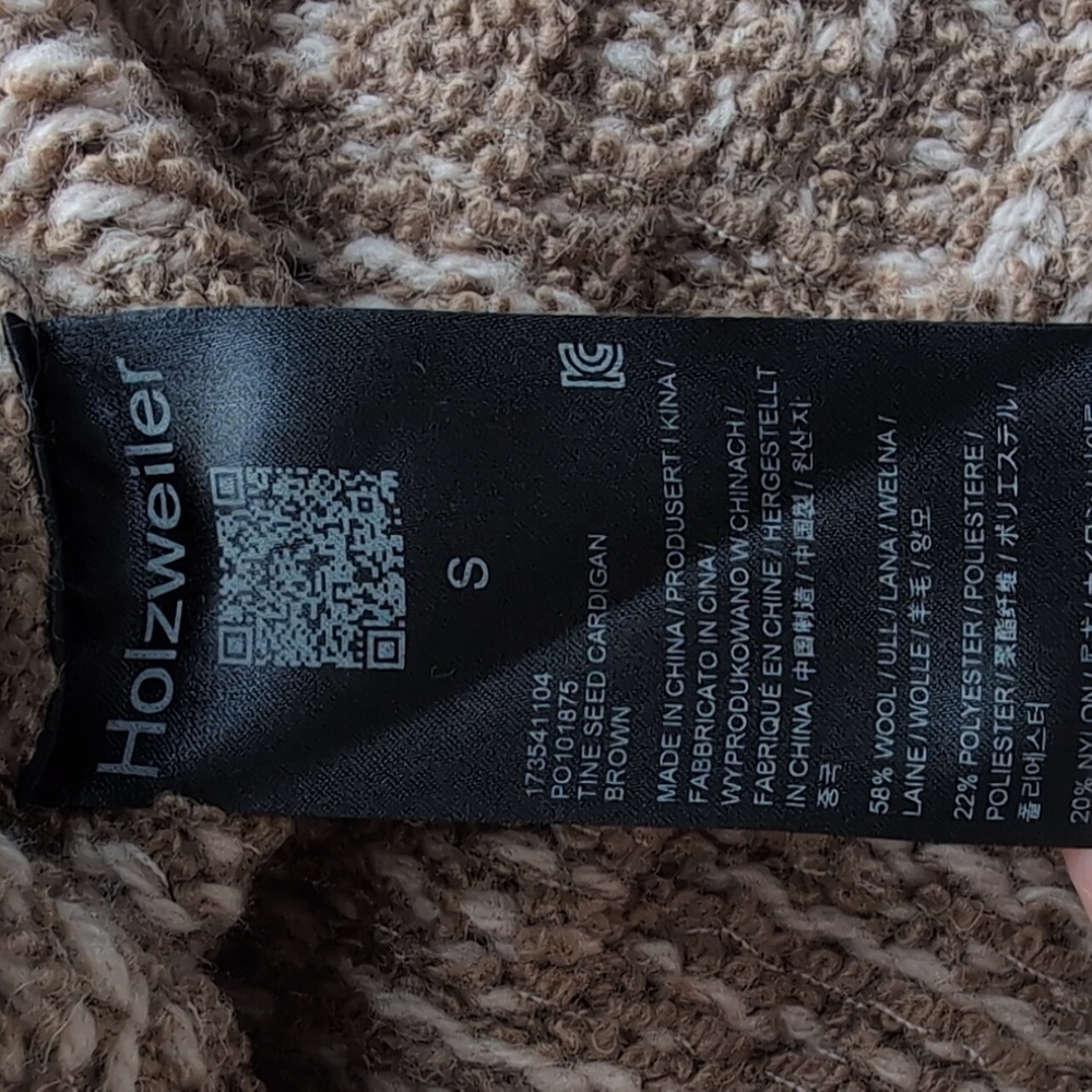 NWT Holzweiler Tine Seed Brown Knit Wool Blend Boxy Cardigan Women's Size Small - Picture 4 of 8